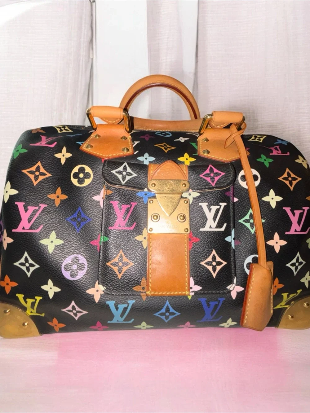 Louis Vuitton Black Monogram Multicolor Speedy 30 SLock Handbag Takashi Murakami